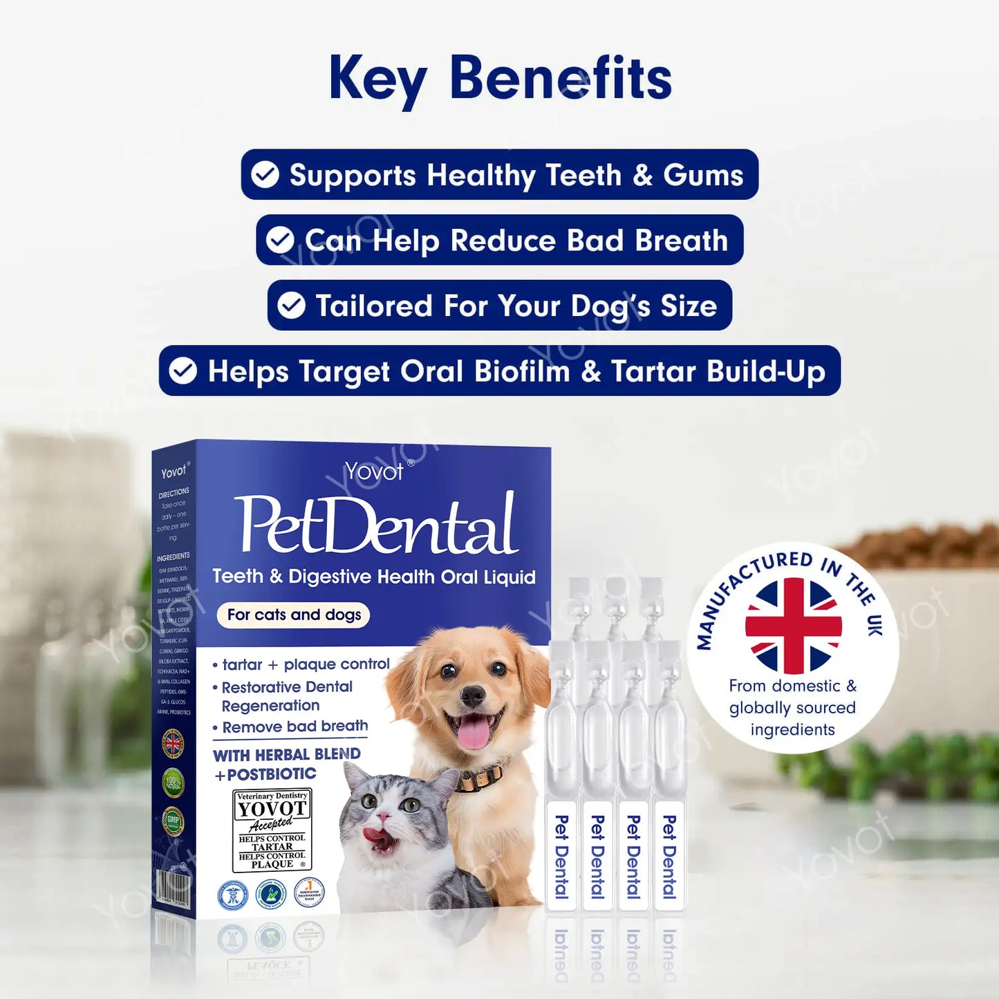 [Official Store]🇬🇧 Yovot® Pet Dental & Digestive Health Oral Liquid – Freshen Breath, Remove Tartar & Promote gum regeneration, stabilize teeth (for Cats & Dogs)  – Save 70% Today!