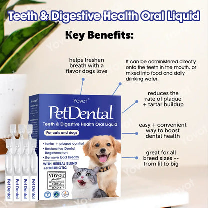[Official Store]🇬🇧 Yovot® Pet Dental & Digestive Health Oral Liquid – Freshen Breath, Remove Tartar & Promote gum regeneration, stabilize teeth (for Cats & Dogs)  – Save 70% Today!