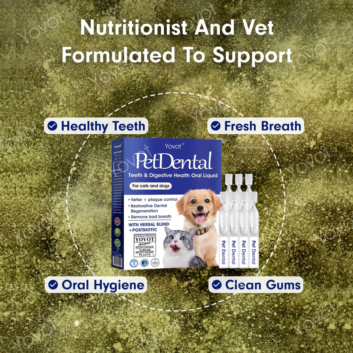 [Official Store]🇬🇧 Yovot® Pet Dental & Digestive Health Oral Liquid – Freshen Breath, Remove Tartar & Promote gum regeneration, stabilize teeth (for Cats & Dogs)  – Save 70% Today!