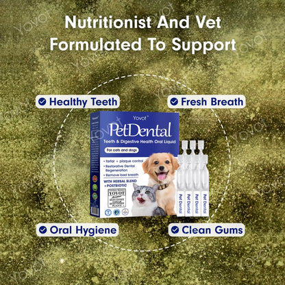 [Official Store]🇬🇧 Yovot® Pet Dental & Digestive Health Oral Liquid – Freshen Breath, Remove Tartar & Promote gum regeneration, stabilize teeth (for Cats & Dogs)  – Save 70% Today!