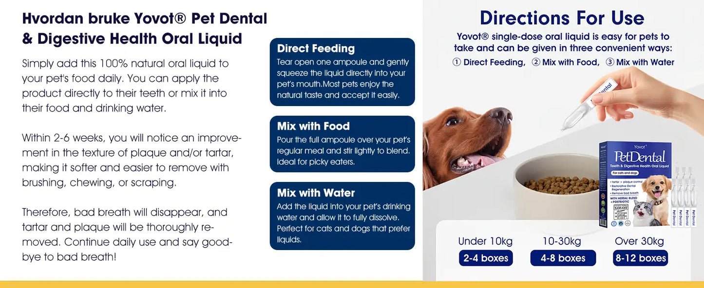 [Official Store]🇬🇧 Yovot® Pet Dental & Digestive Health Oral Liquid – Freshen Breath, Remove Tartar & Promote gum regeneration, stabilize teeth (for Cats & Dogs)  – Save 70% Today!