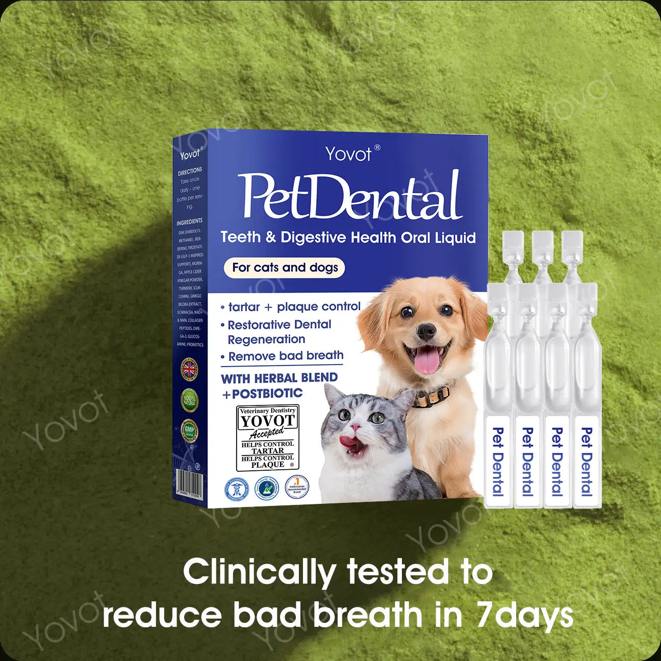 [Official Store]🇬🇧 Yovot® Pet Dental & Digestive Health Oral Liquid – Freshen Breath, Remove Tartar & Promote gum regeneration, stabilize teeth (for Cats & Dogs)  – Save 70% Today!